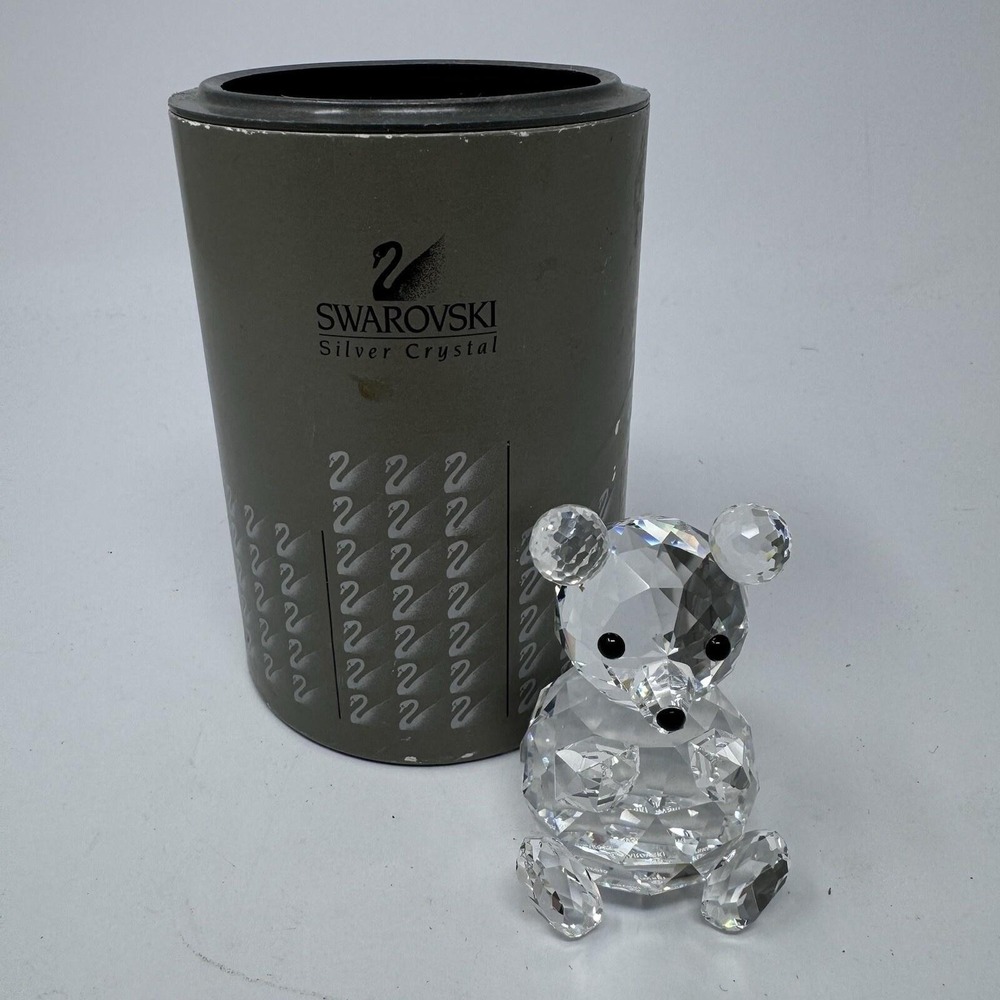 Swarovski Crystal Bear Figurine Clear Silver Crystal Retired With Box - Picture 2 of 12